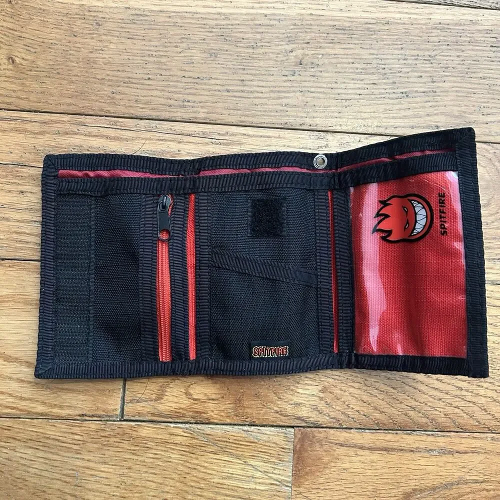 Vintage Spitfire Big Head Patch Ripstop Trifold Y2K Wallet